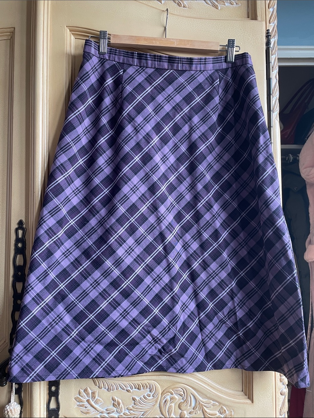 Requirements Purple Plaid A-Line Skirt